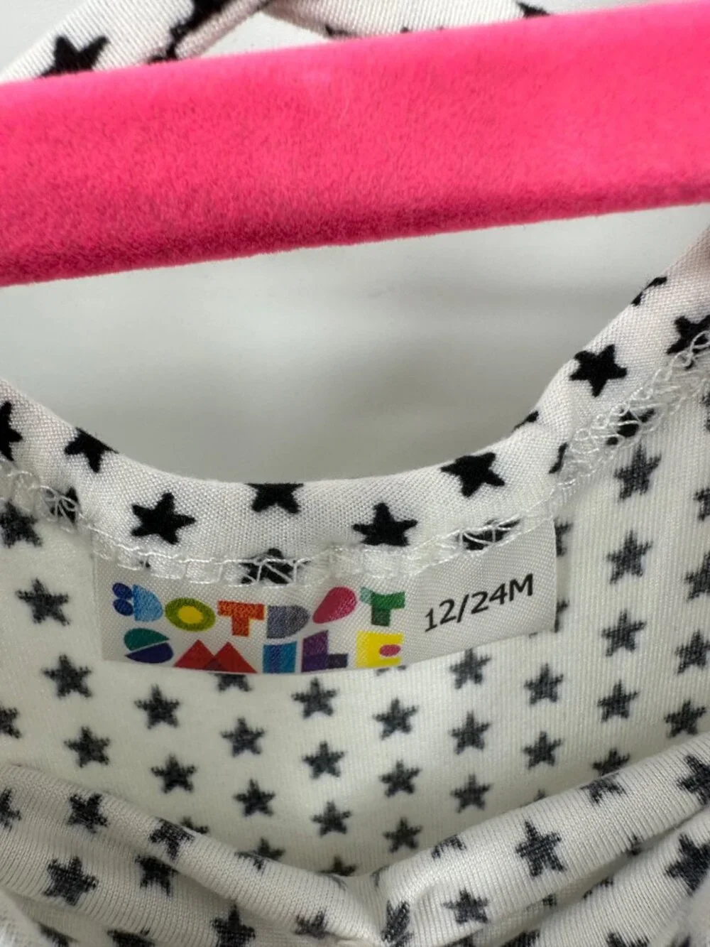 Dotdotsmile Girls Dress Size 12/24 Months White with Black Stars Print New With